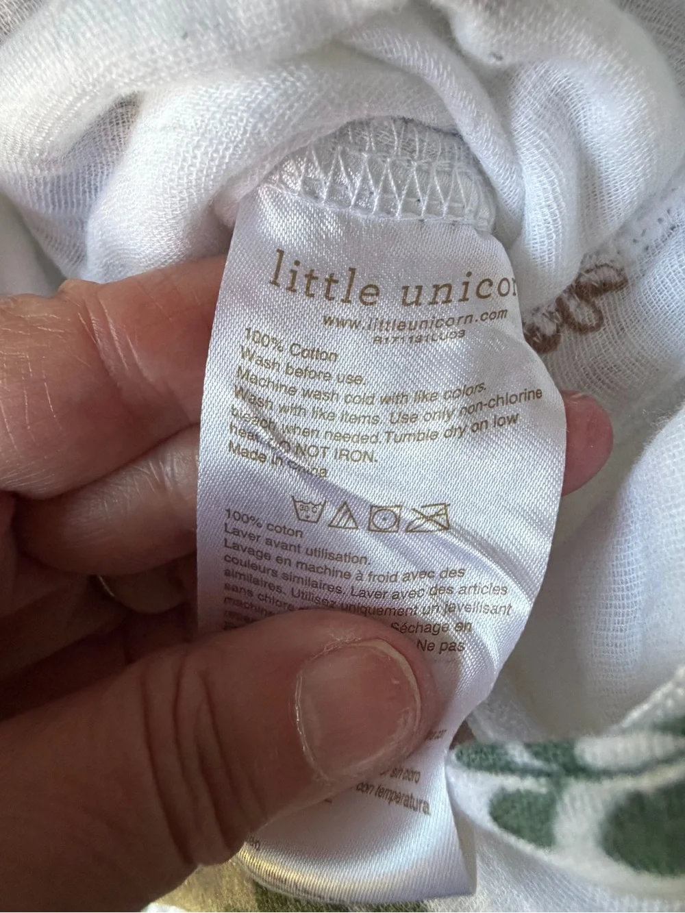 LITTLE UNICORN Cotton Muslin Sleep Bag (Small) 0-6 Months Succulent print EUC